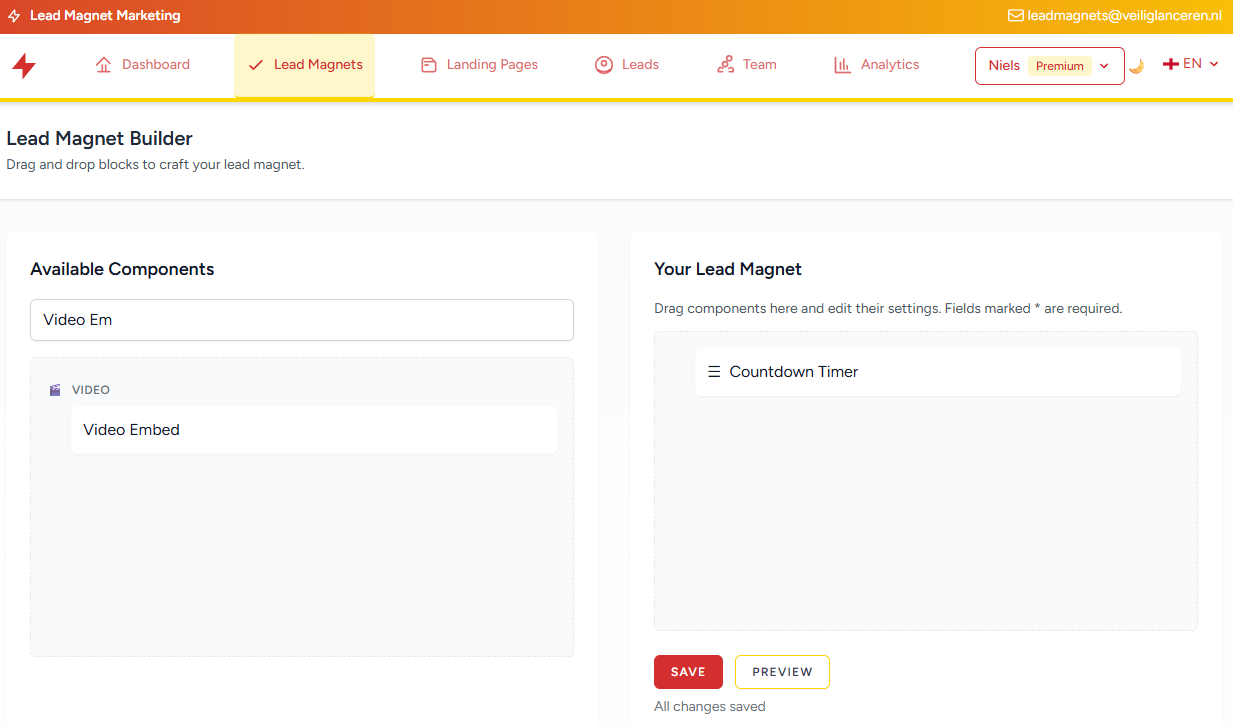 Lead magnet builder screenshot